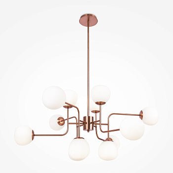 Nickel metal chandelier Satin glass Height adjustable - Erich | Maytoni image