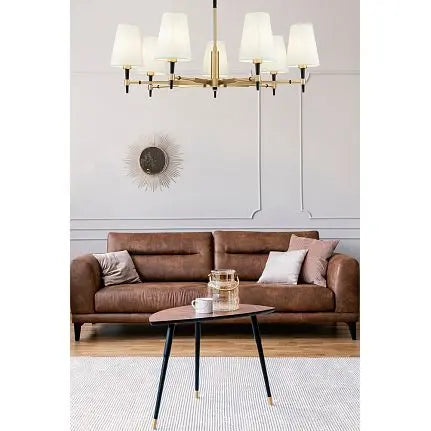 Chandelier Brass Frame & White Textile Shades – Zaragoza | Maytoni