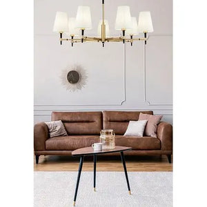 Chandelier Brass Frame & White Textile Shades – Zaragoza | Maytoni