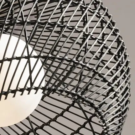 Pendant light braided basket white glass diffuser – Cane | Maytoni