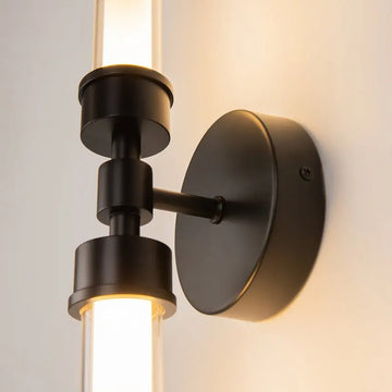 Wall light with black finish and transparent & white glass diffuser – Stelo | Maytoni