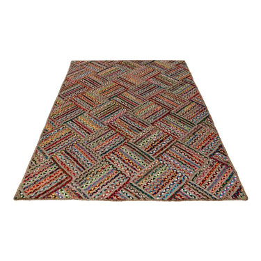 Teppich – Reine Baumwolle, Kurzflor Struktur, Bunte Optik, 150 cm - Tulum 355 | Kayoom