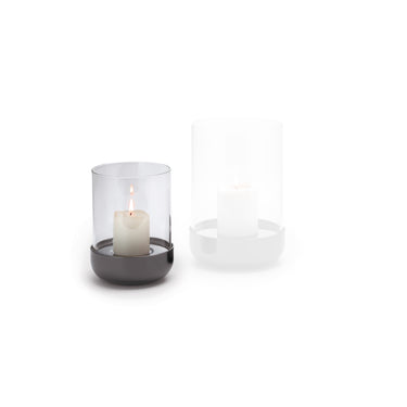 Hurricane Lamp Titanium-Coated Stainless Steel Base, Hand-Blown Thick Glass Cylinder, Wind-Resistant Design for Indoor & Outdoor – Sally | Philippi