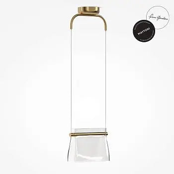Brass metal frame pendant light, milky white glass & elegant design – Cabaret | Maytoni