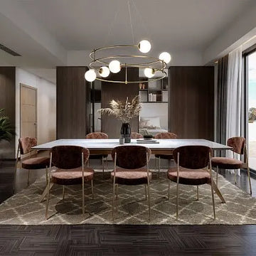 Pendant Lamp Matte Gold Metal Frame 6 Glass Shades 6×G9 40W – Balance | Maytoni