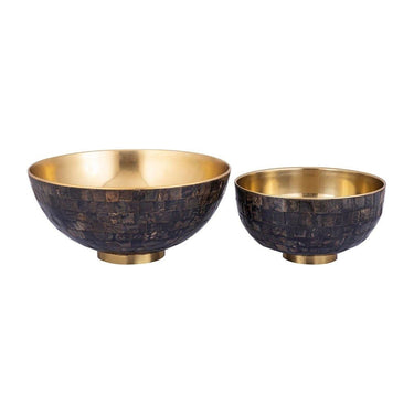 Schale - Loder Gold Horn shiny handbesetzt mit Büffelhorn (Set aus 2) von PTMD - Esszett Luxury | Stilvolles Wohnen mit Charakter