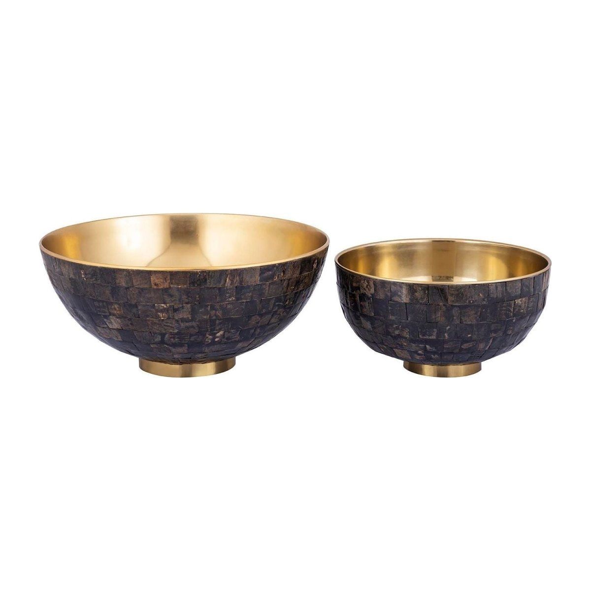 Schale - Loder Gold Horn shiny handbesetzt mit Büffelhorn (Set aus 2) von PTMD - Esszett Luxury | Stilvolles Wohnen mit Charakter