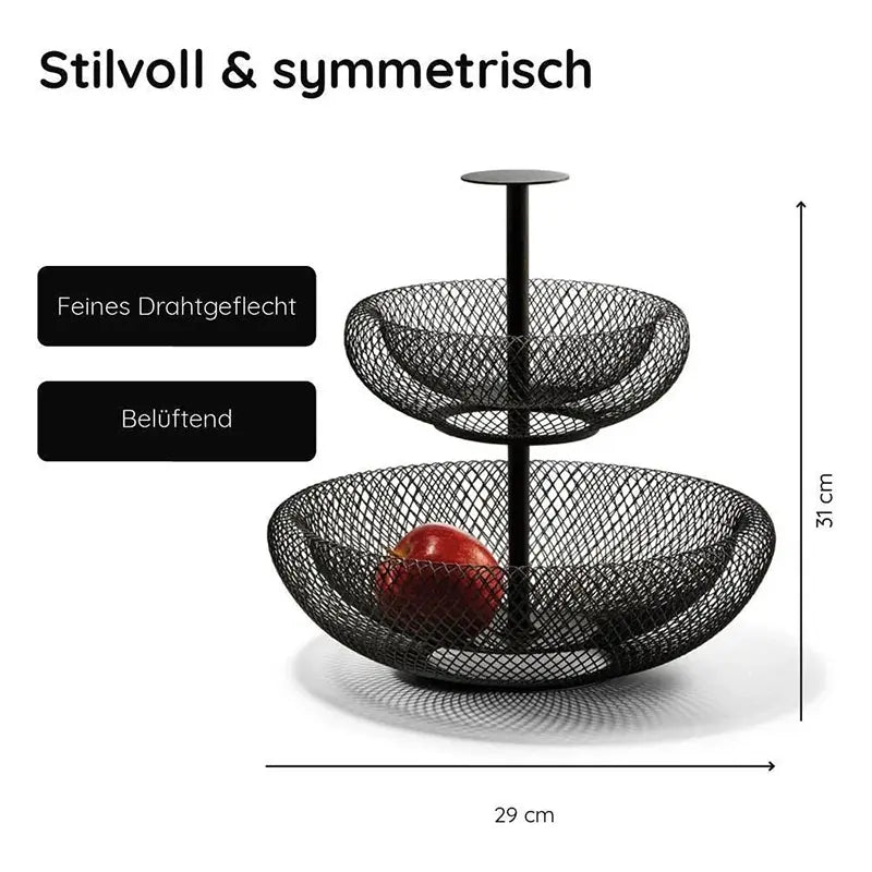 Obstschale aus pulverbeschichtetem Stahl feinmaschiges Draht-Gitter luftiges, modernes Design – Mesh | Philippi