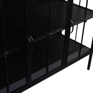 Vitrinenschrank – Schwarzes Eisen, Glas Türen, Industrieller Stil - Cave | PTMD