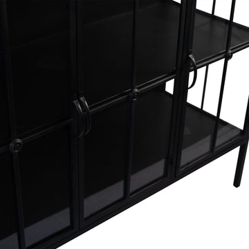 Vitrinenschrank – Schwarzes Eisen, Glas Türen, Industrieller Stil - Cave | PTMD