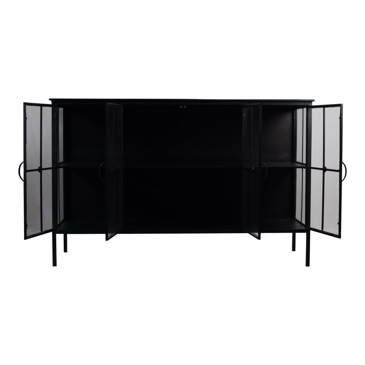 Vitrinenschrank – Schwarzes Eisen, Glas Türen, Industrieller Stil - Cave | PTMD