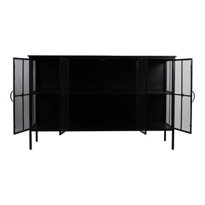 Vitrinenschrank – Schwarzes Eisen, Glas Türen, Industrieller Stil - Cave | PTMD