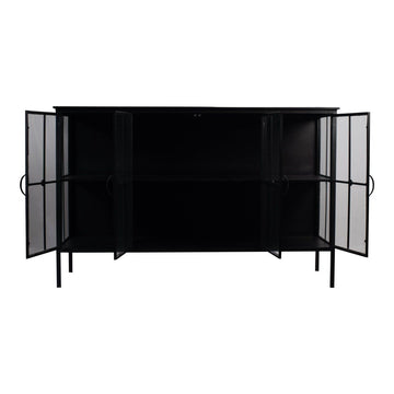 Vitrinenschrank – Schwarzes Eisen, Glas Türen, Industrieller Stil - Cave | PTMD