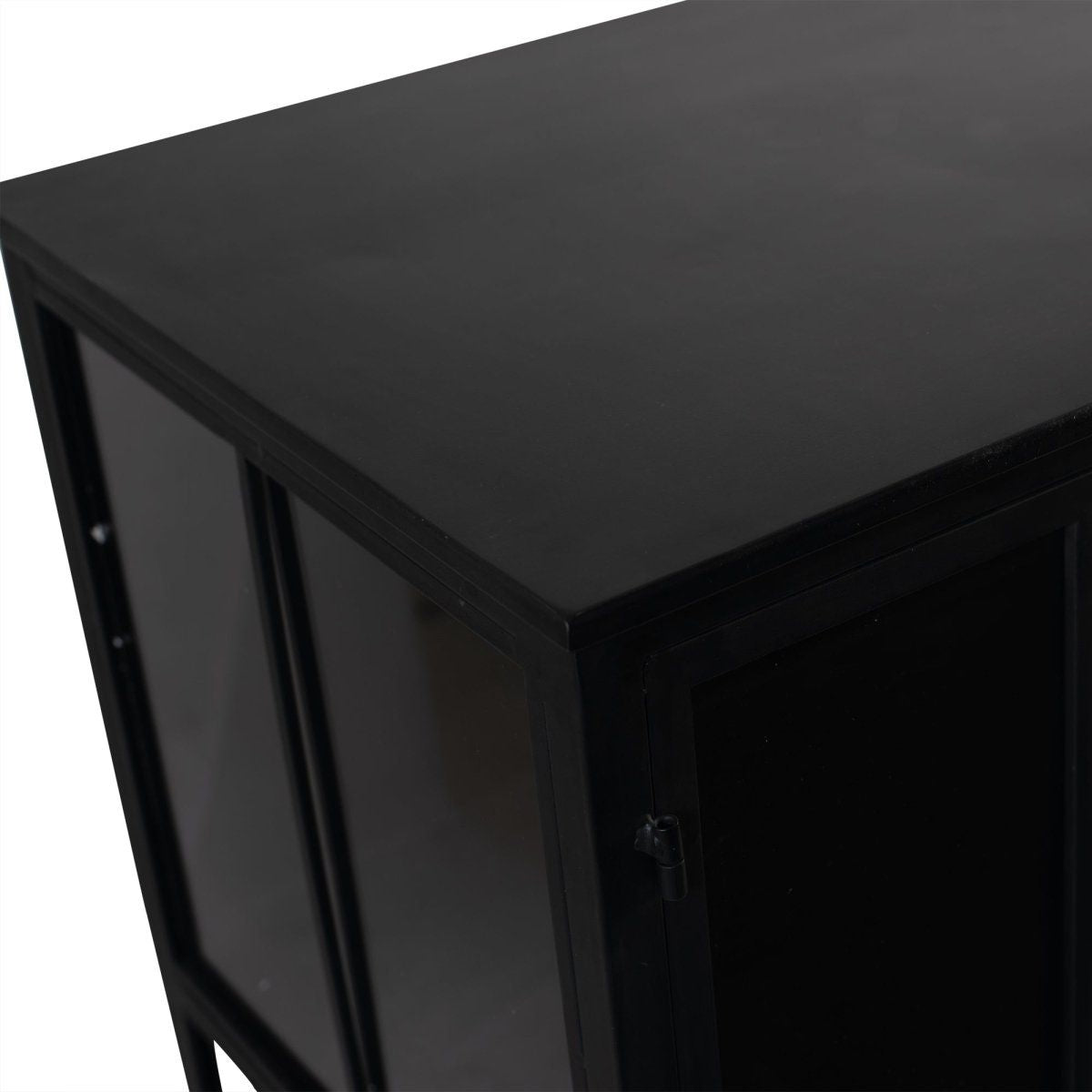 Vitrinenschrank – Schwarzes Eisen, Glas Türen, Industrieller Stil - Cave | PTMD