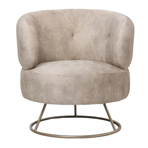 Sessel – Beige Stoff, Goldene Basis, Runde Form - Carice | PTMD