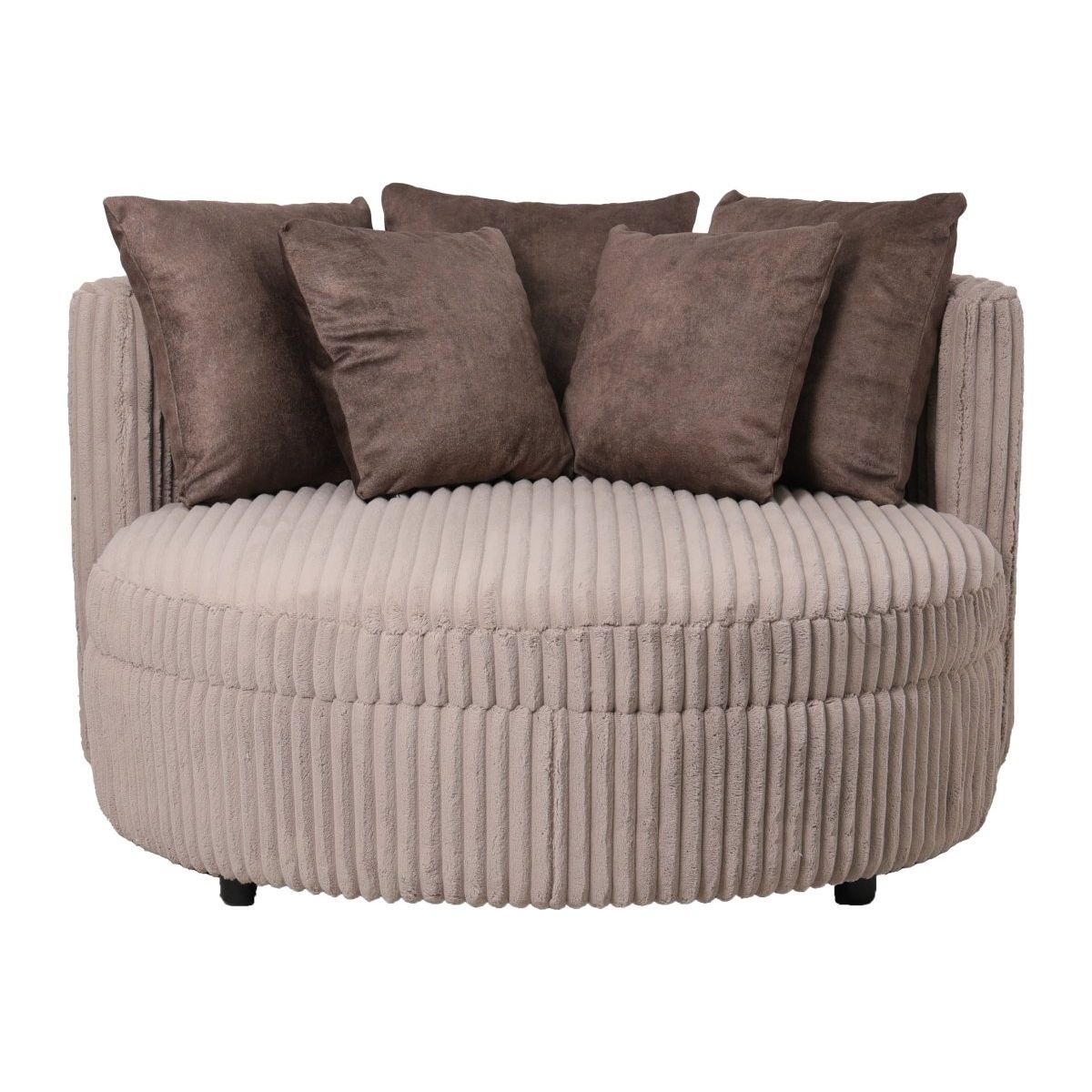 Sessel - Fayen Cord 121.0 x 121.0 x 68.0 cm Taupe mit minkfarbenen Kissen 1 von PTMD - Esszett Luxury | Stilvolles Wohnen mit Charakter