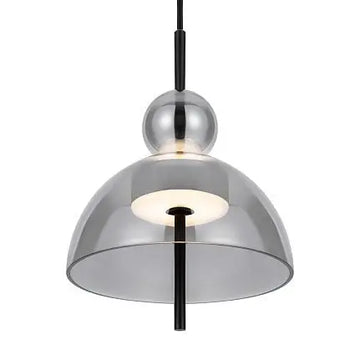 Pendant Lamp Matte Black Metal Frame Smoke Gray Oval Glass LED 12W 3000K – Bangkok | Maytoni