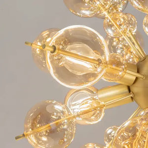 Pendant Lamp Brass-colored Metal Amber Glass Spheres Chandelier Design – Bolla | Maytoni