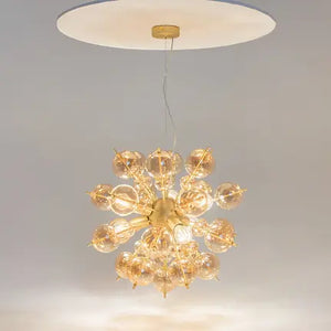 Pendant Lamp Brass-colored Metal Amber Glass Spheres Chandelier Design – Bolla | Maytoni