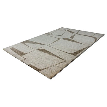 Teppich – Geometrisches Muster, Naturton Design, Flachgewebe Struktur, 80  x 150 cm - Napoli 535 | Kayoom