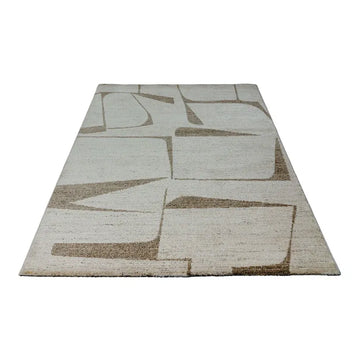 Teppich – Geometrisches Muster, Naturton Design, Flachgewebe Struktur, 80  x 150 cm - Napoli 535 | Kayoom