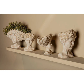 Statue – Creme Zement, Gesichtsskulptur Design, Menschliche Form, Hoch - Sherlene | PTMD