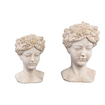 Statue – Creme Zement, Gesichtsskulptur Design, Menschliche Form, Hoch - Sherlene | PTMD
