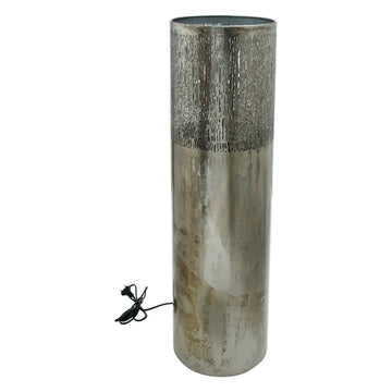 Antique iron floor lamp with a sculptural column shape, matte gray hue, and industrial-chic appeal – Shavi | PTMD