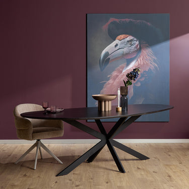 Dining Table - Oak Wood, Black Metal Matrix Base, Organic Shape – Cloud | Starfurn