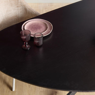 Dining Table - Oak Wood, Black Metal Matrix Base, Organic Shape – Cloud | Starfurn