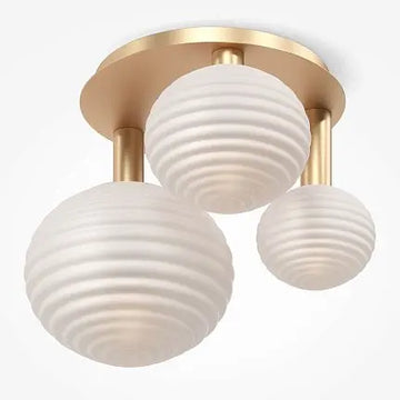 Ceiling light gold-colored with ribbed white glass shade and 3×E14 socket – Reels | Maytoni