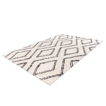 Teppich – Hochflor Design, Doppelrauten Muster, Elfenbein Farbton, 160 x 230 cm - Orlando 225 | Kayoom