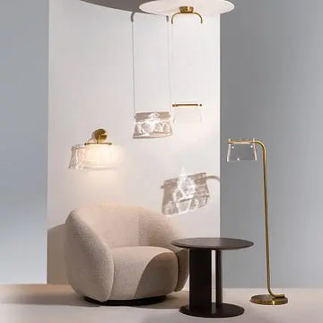 Brass metal frame pendant light, milky white glass & elegant design – Cabaret | Maytoni