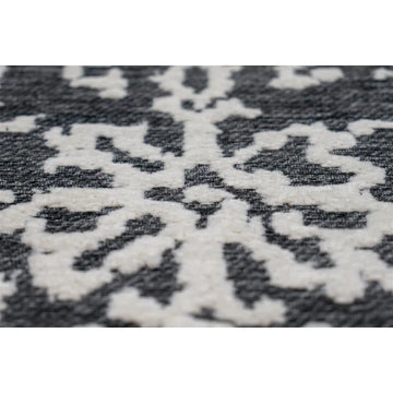 Teppich – Grau Anthrazit, Jacquard Gewebe, Baumwollmix 150 cm - River 130 | Kayoom