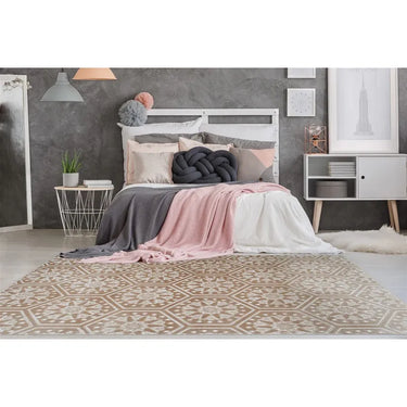 Teppich – Hexagon Muster, Geprägte Oberfläche, Taupe Farbgebung, 120 x 170 cm - Monroe 225 | Kayoom