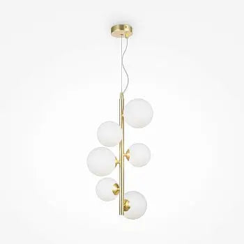 Pendant lamp with matt gold metal frame and white glass in a modern design – Dallas | Maytoni
