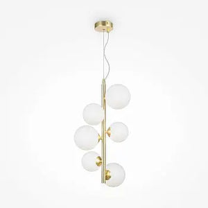Pendant lamp with matt gold metal frame and white glass in a modern design – Dallas | Maytoni