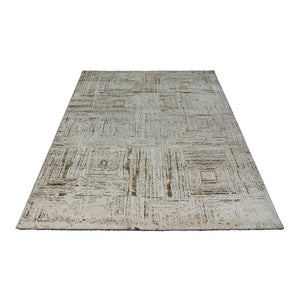 Rug – Modern Geometric Design in Cream 16mm Easy-Care Short Pile – Napoli 537 | Kayoom
