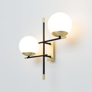 Wall light with black and gold finish and white opal glass shade – Nostalgia | Maytoni