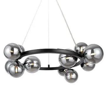 Pendant lamp with black metal frame and smoked glass in modern design - Dallas | Maytoni