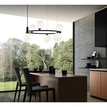 Pendant Light with Modern Ring Design, Black Metal Frame, and Acrylic Diffuser – Ring | Maytoni