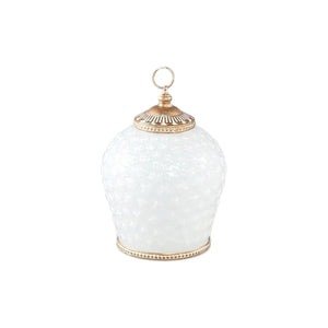 Teelichthalter – Weißes Design, Goldene Details, Dekorativer Ring, 19 cm Höhe - Decoritz | PTMD