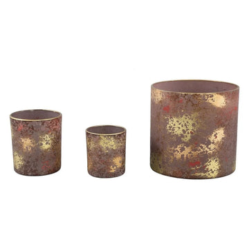 Glass Tealight Holder, Embossed Pattern, Glossy Finish S – Esme | PTMD