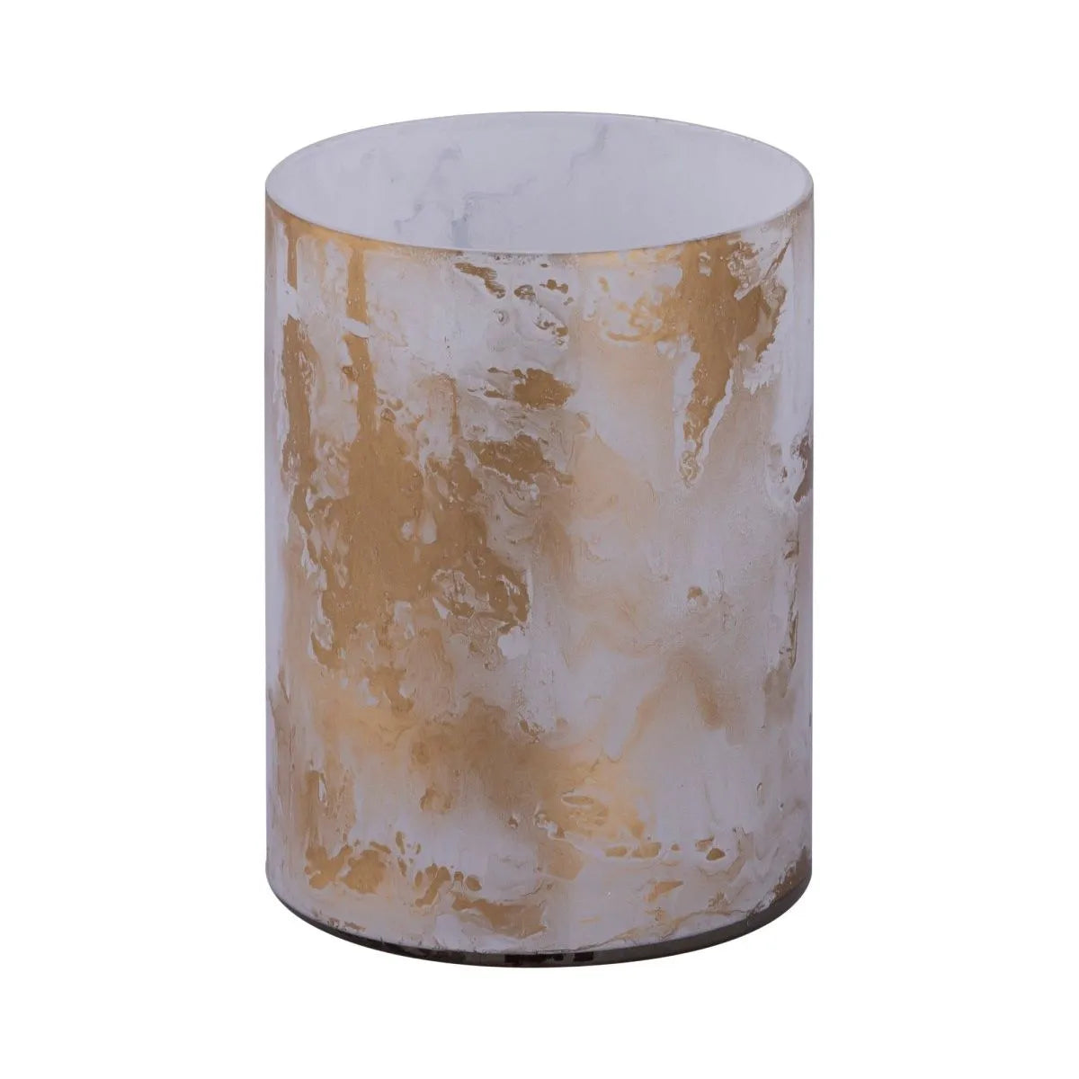 Glass hurricane, round design, stormlight effect, marble look – Georgie | PTMD