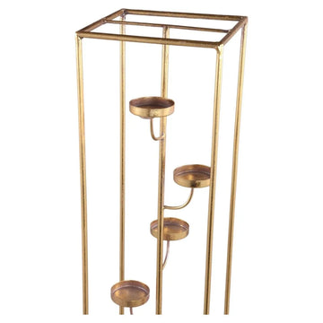 Iron tealight holder with slender column shape, elegant gold finish, and sculptural design, L – Jannix | PTMD