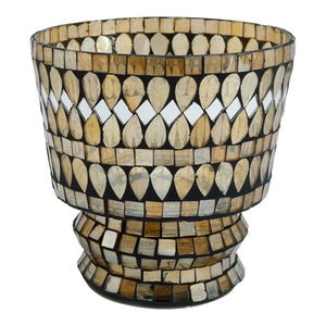 Teelichthalter – Goldenes Glasmosaik, Facettierte Form, Geometrisches Muster - Riv | PTMD