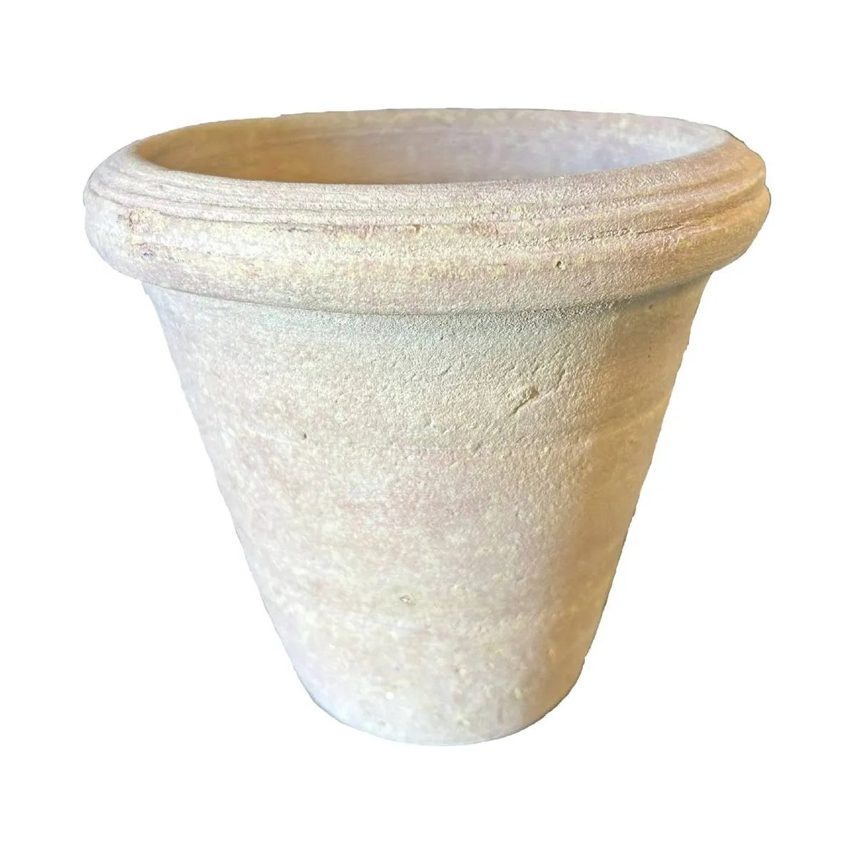 Topf – Weiße Terrakotta Keramik, Runde Form, Rand Design, L - Nella | PTMD