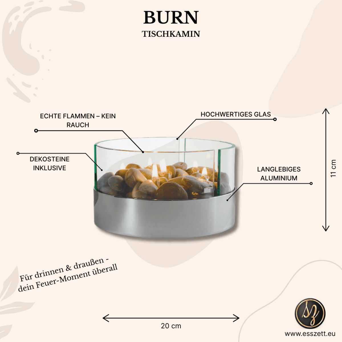 Tischkamin - Burn von Philippi - Esszett Luxury | Stilvolles Wohnen mit Charakter