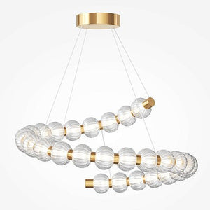 Pendelleuchte Goldfarbener Metallrahmen Gerillte Glaskugeln LED 40 W 3000 K – Amulet | Maytoni - Esszett Luxury | Stilvolles Wohnen mit Charakter