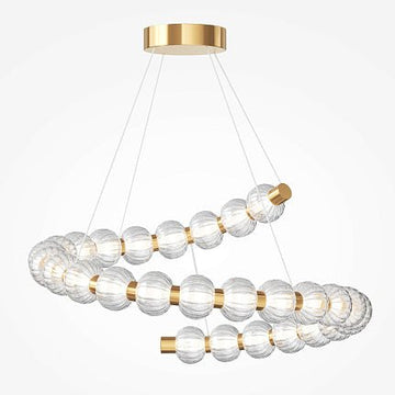 Pendelleuchte Goldfarbener Metallrahmen Gerillte Glaskugeln LED 40 W 3000 K – Amulet | Maytoni - Esszett Luxury | Stilvolles Wohnen mit Charakter